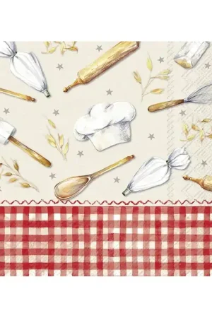 PAQUETE 20 SERVILLETAS DECORATIVAS UTENSILIOS DE COCINA Moderno