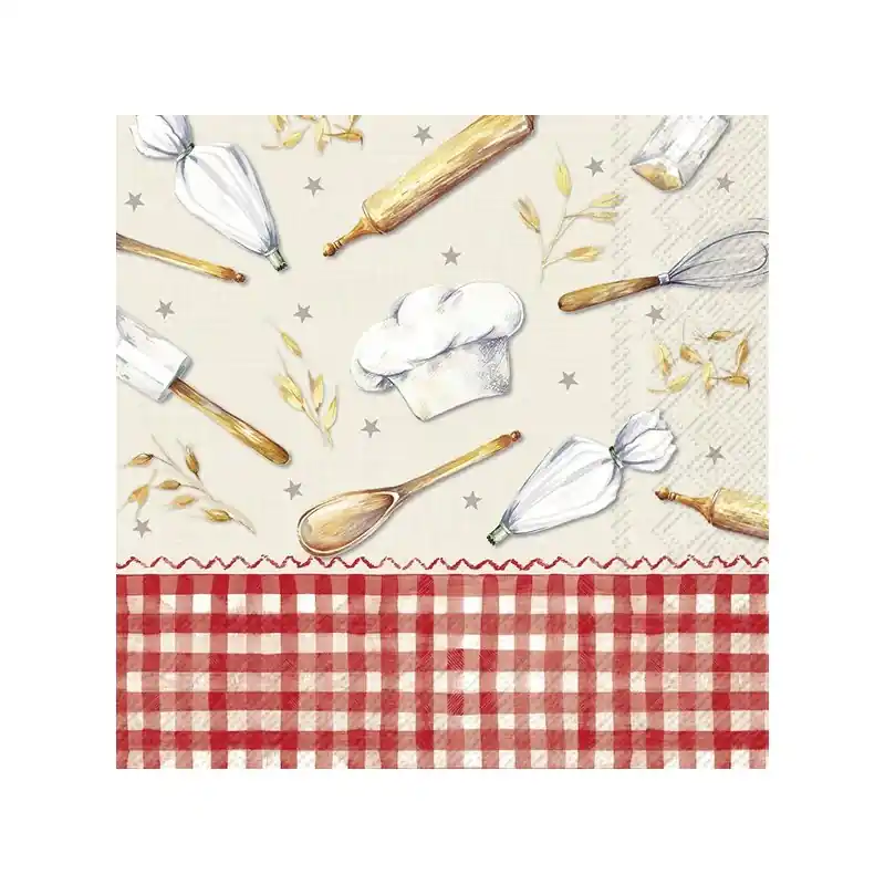 PAQUETE 20 SERVILLETAS DECORATIVAS UTENSILIOS DE COCINA Moderno