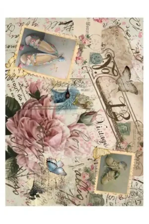 PAPEL DE ARROZ CADENCE FLORES Y ZAPATOS 30x41 CM Mejor Precio