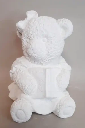 Original FIGURA INFANTIL DE ESCAYOLA OSITA CON LIBRO