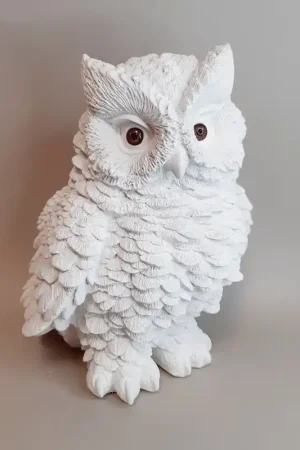 Hecho A Mano FIGURA DE ESCAYOLA BUHO CON OJOS 20 CM