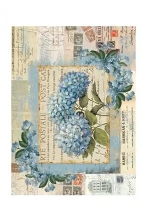 PAPEL DE ARROZ CADENCE HORTENSIAS AZULES 30x41 CM Directo De Fábrica