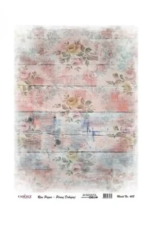 Novedad PAPEL DE ARROZ CADENCE LISTONES AZULADOS Y ROSAS 30x41 CM