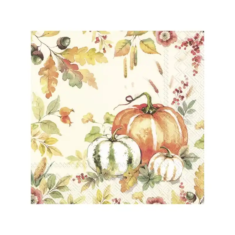 Lujoso PAQUETE 20 SERVILLETAS ESTAMPADAS AMOR DE CALABAZA