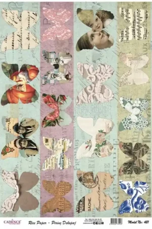 PAPEL DE ARROZ CADENCE MARIPOSAS EN PAPEL 30x41 CM Tendencia
