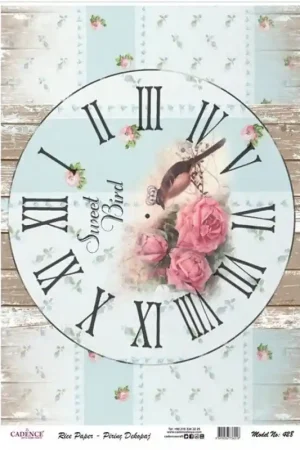 PAPEL DE ARROZ CADENCE RELOJ CON PÁJARO 30x41 CM Compra Ahora