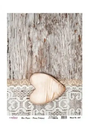 PAPEL DE ARROZ CADENCE CORAZÓN DE MADERA 30x41 CM Compra Hoy