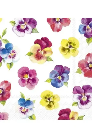 Compra Hoy 5 SERVILLETAS CON MOTIVOS DE FLORES PENSAMIENTOS