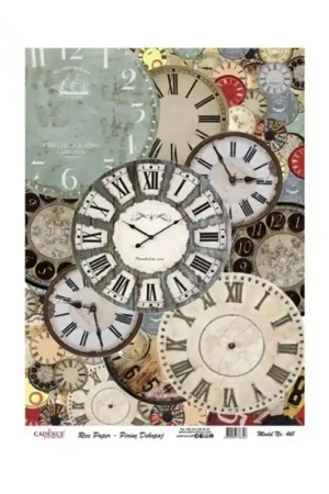 PAPEL DE ARROZ CADENCE ESFERAS RELOJES 30x41 CM Auténtico