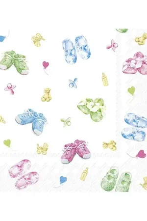 PAQUETE 20 SERVILLETAS PARA DECOUPAGE ZAPATITOS DE BEBE Envío Gratis