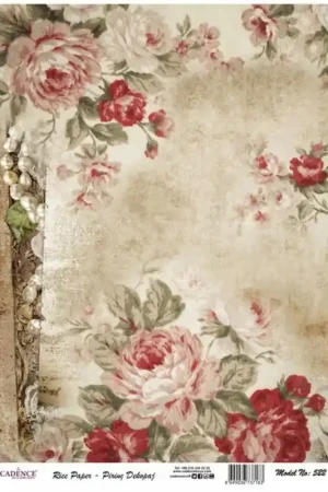 Garantía De Devolución De Dinero PAPEL DE ARROZ CADENCE PERGAMINO CON ROSAS 30x41 CM