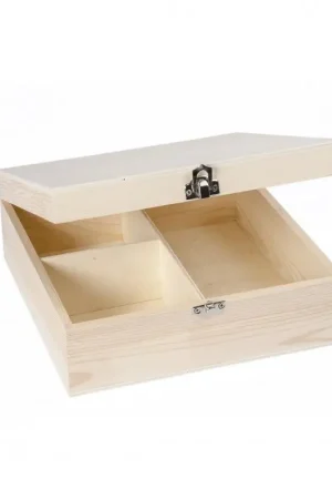 CAJA MADERA 3 COMPARTIMENTOS 22X22X8,5 CM Favorito De Clientes