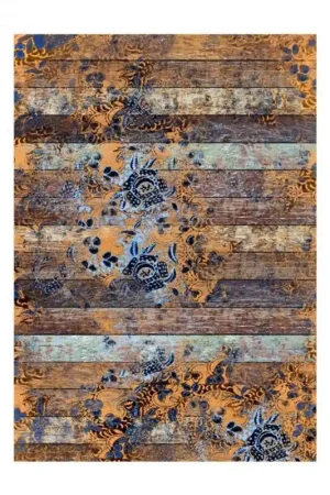 PAPEL DE ARROZ CADENCE LISTONES DE MADERA AZULES Y ORO 30x41 CM Máxima Calidad