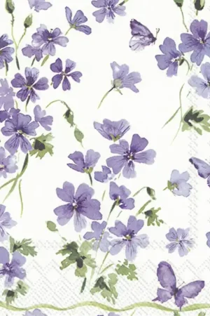 5 SERVILLETAS DECORADAS PURPLE SPRING Auténtico