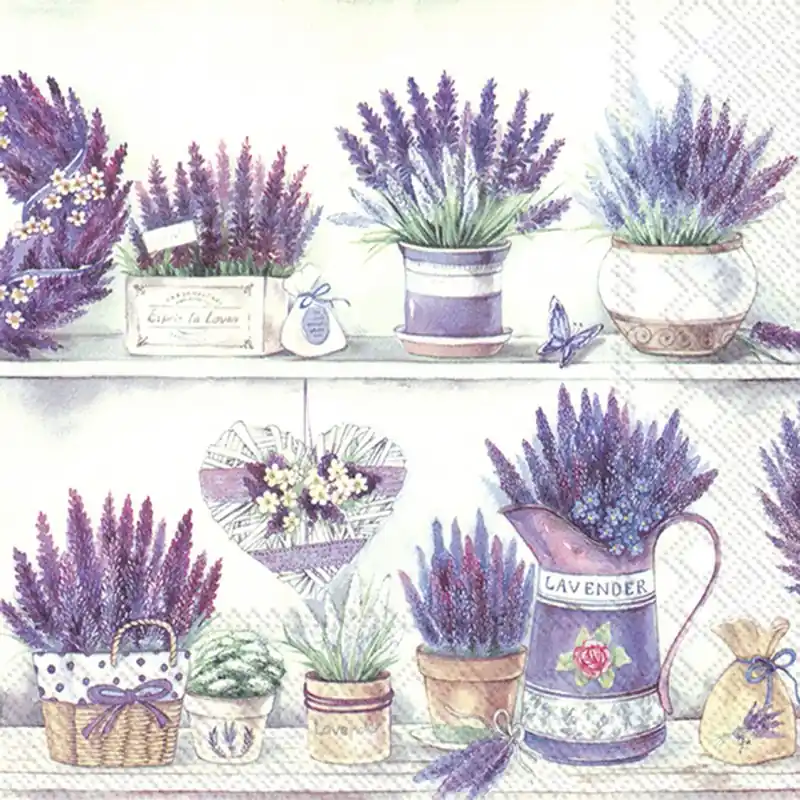 PAQUETE 20 SERVILLETAS DECORATIVAS LAVENDER POTS Favorito De Clientes