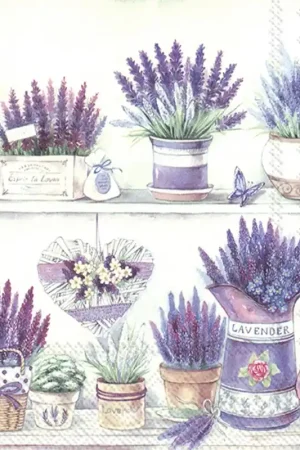 5 SERVILLETAS DECORATIVAS LAVENDER POTS Últimas Unidades