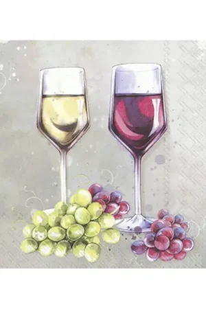 PAQUETE 20 SERVILLETAS DECORADAS COPAS DE VINO Oferta De Temporada