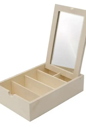 JOYERO CON ESPEJO Y DIVISIONES 17X25X6 CM Lujoso