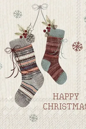 Mejor Calidad PAQUETE 20 SERVILLETAS DE NAVIDAD HAPPY STOCKINGS