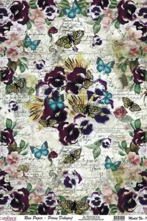 Garantía De Devolución De Dinero PAPEL DE ARROZ CADENCE MARIPOSAS Y PENSAMIENTOS 30x41 CM