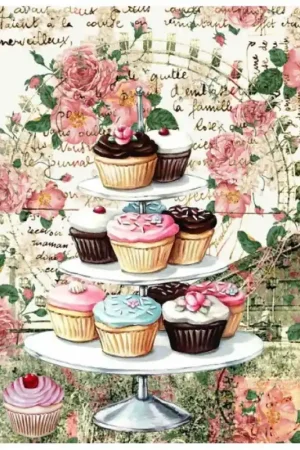 PAPEL DE ARROZ CADENCE CAKES CON FONDO FLORAL 30x41 CM Profesional