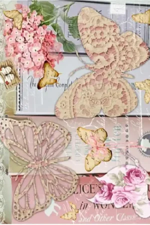 PAPEL DE ARROZ CADENCE MARIPOSAS DE ENCAJE 30x41 CM Más Vendido