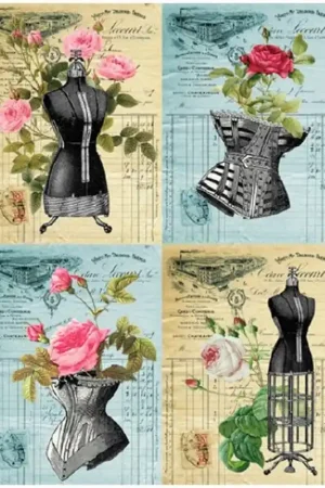 Auténtico PAPEL DE ARROZ CADENCE MANIQUIS Y ROSAS 30x41 CM