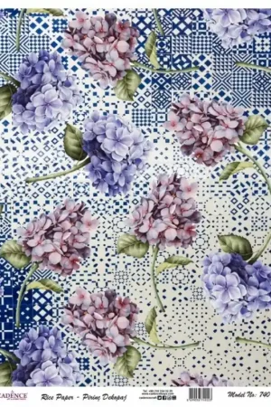 Oferta Limitada PAPEL DE ARROZ CADENCE HORTENSIAS AZULEJOS 30x41 CM