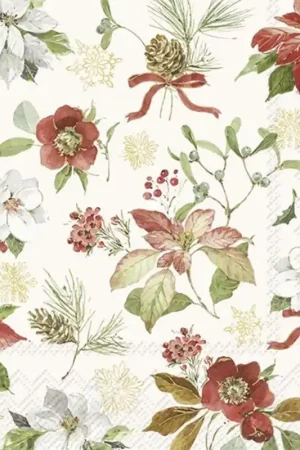 Comprar En Línea PAQUETE 20 SERVILLETAS DECORADAS FLORES POINSETTIA