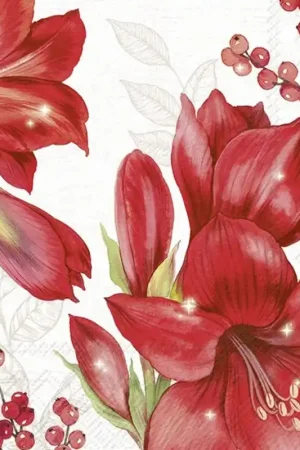 Novedad 5 SERVILLETAS DECORATIVAS ELEGANT AMARYLLIS