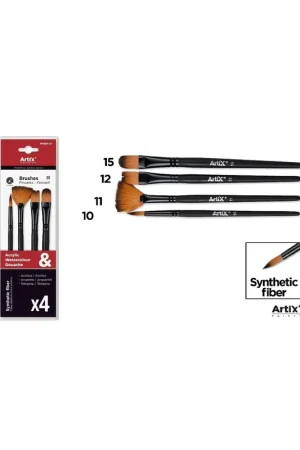 PINCEL CORTO PROFESIONAL SINTÉTICO 4 Uds. Exclusivo