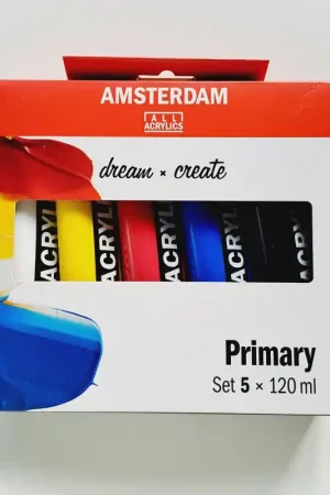 Mejor Precio SET DE COLORES ACRILICOS AMSTERDAM 5X120 ML - COLORES PRIMARIOS