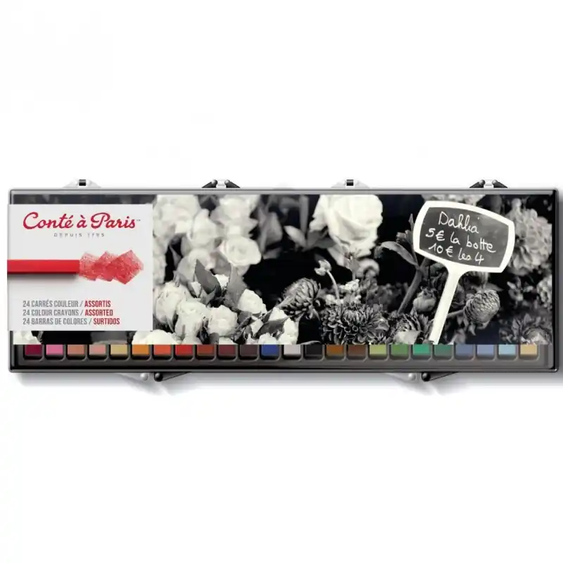 CAJA DE 24 BARRITAS DE COLORES CRAYONES CONTE Entrega Rápida