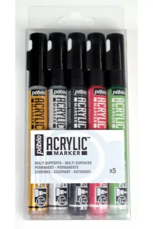 SET 5 ROTULADORES PINTURA AL AGUA ACRYLIC MARKER 1,2 MM Popular