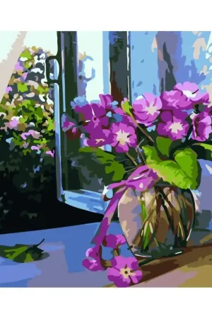 Auténtico COLOREAR POR NUMEROS - PLANTA EN LA VENTANA