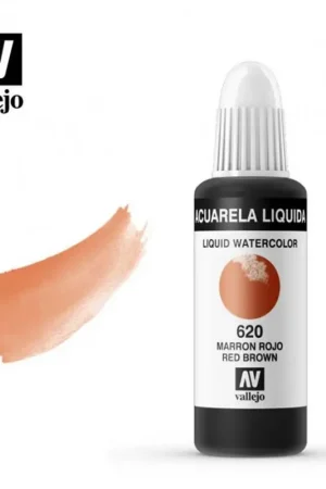 Directo De Fábrica ACUARELA LIQUIDA MARRÓN ROJO VALLEJO 32 ML