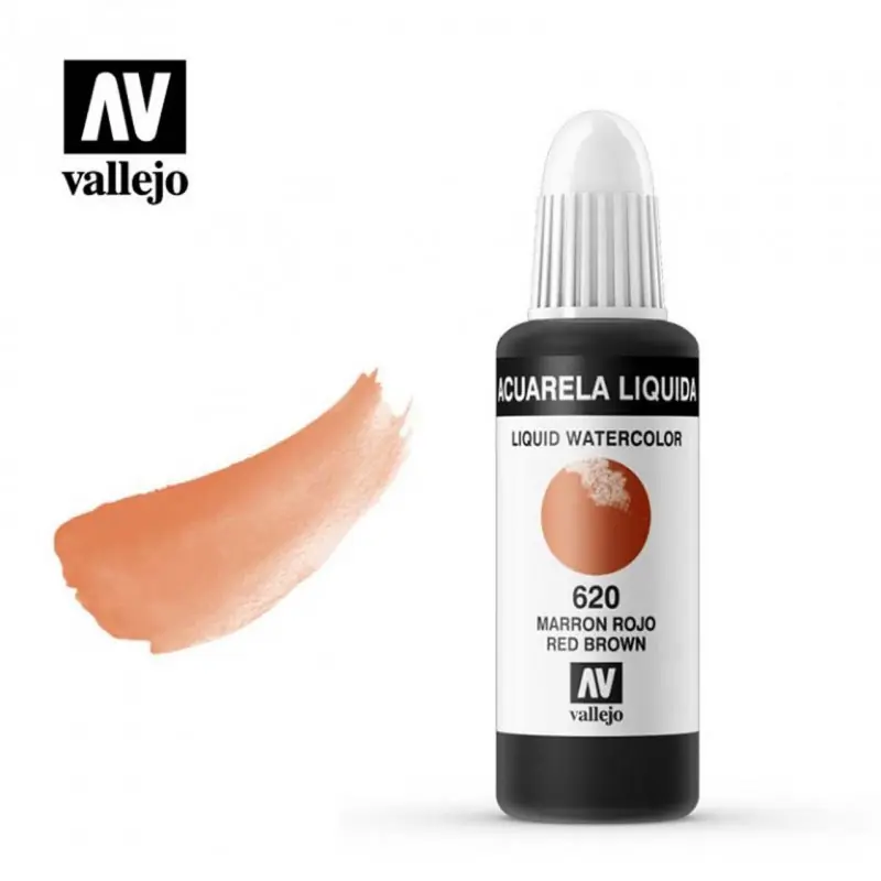 Directo De Fábrica ACUARELA LIQUIDA MARRÓN ROJO VALLEJO 32 ML