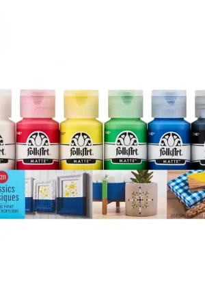 Novedad SET 12 COLORES CLASICOS PINTURA ACRILICA MATE FOLK ART (2x59 ml)