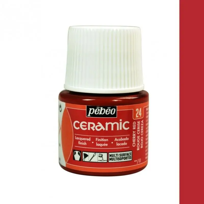 PINTURA CERAMIC PEBEO ROJO CEREZA 45 ML Lujoso