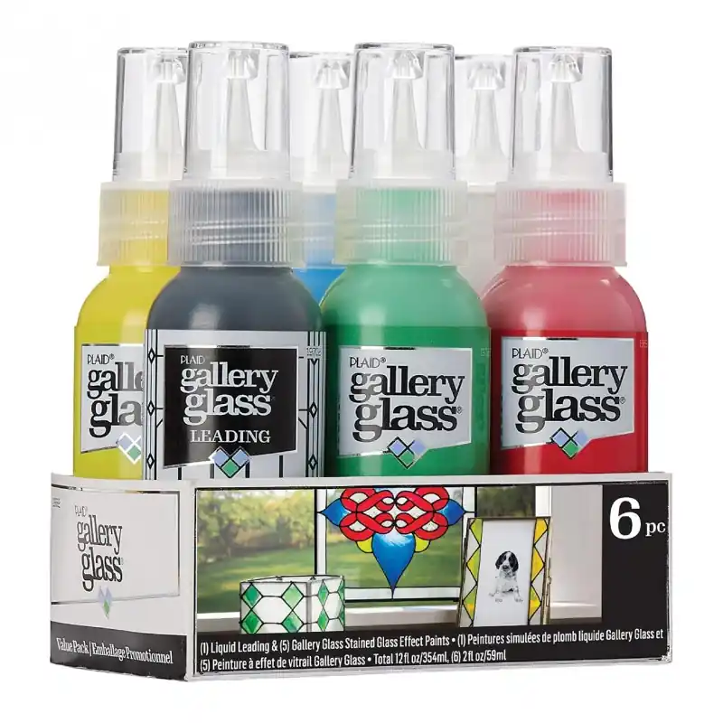 SET 6 COLORES PRIMARIOS GALLERY GLASS - PINTURA EFECTO VIDRIERA Solo Por Tiempo Limitado