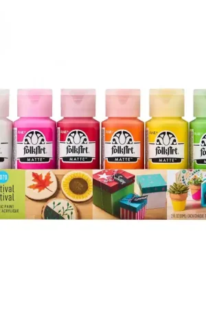 Devolución Gratuita SET 12 COLORES FESTIVAL PINTURA ACRILICA MATE FOLK ART (2x59 ml)