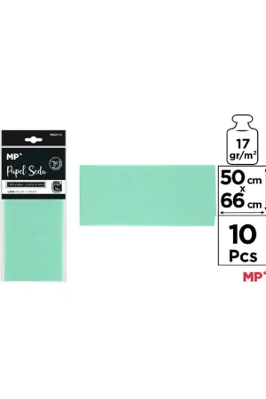 PAPEL SEDA VERDE MENTA 50 x 66 cm 10 Uds. Devolución Gratuita