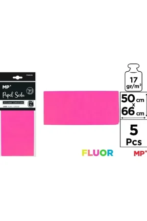 PAPEL SEDA SALMÓN FLUORESCENTE 50 x 66 cm 5 Uds. Mejor Calidad