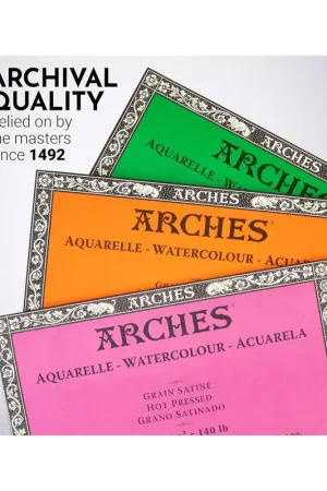 Imprescindible (Must-Have) Bloc Enc 4L 10x25 20H Arches Aquarelle 100% Satin 300g Blanc Nat